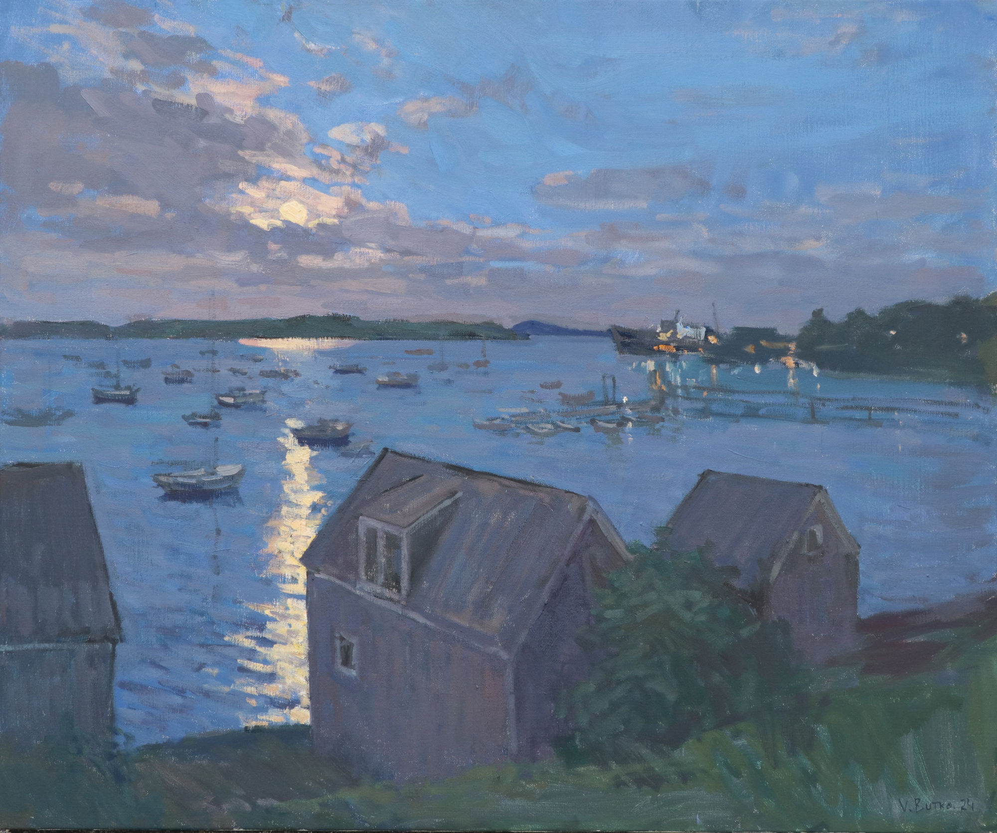 Viktor Butko, Moon Over the Harbor, 2024