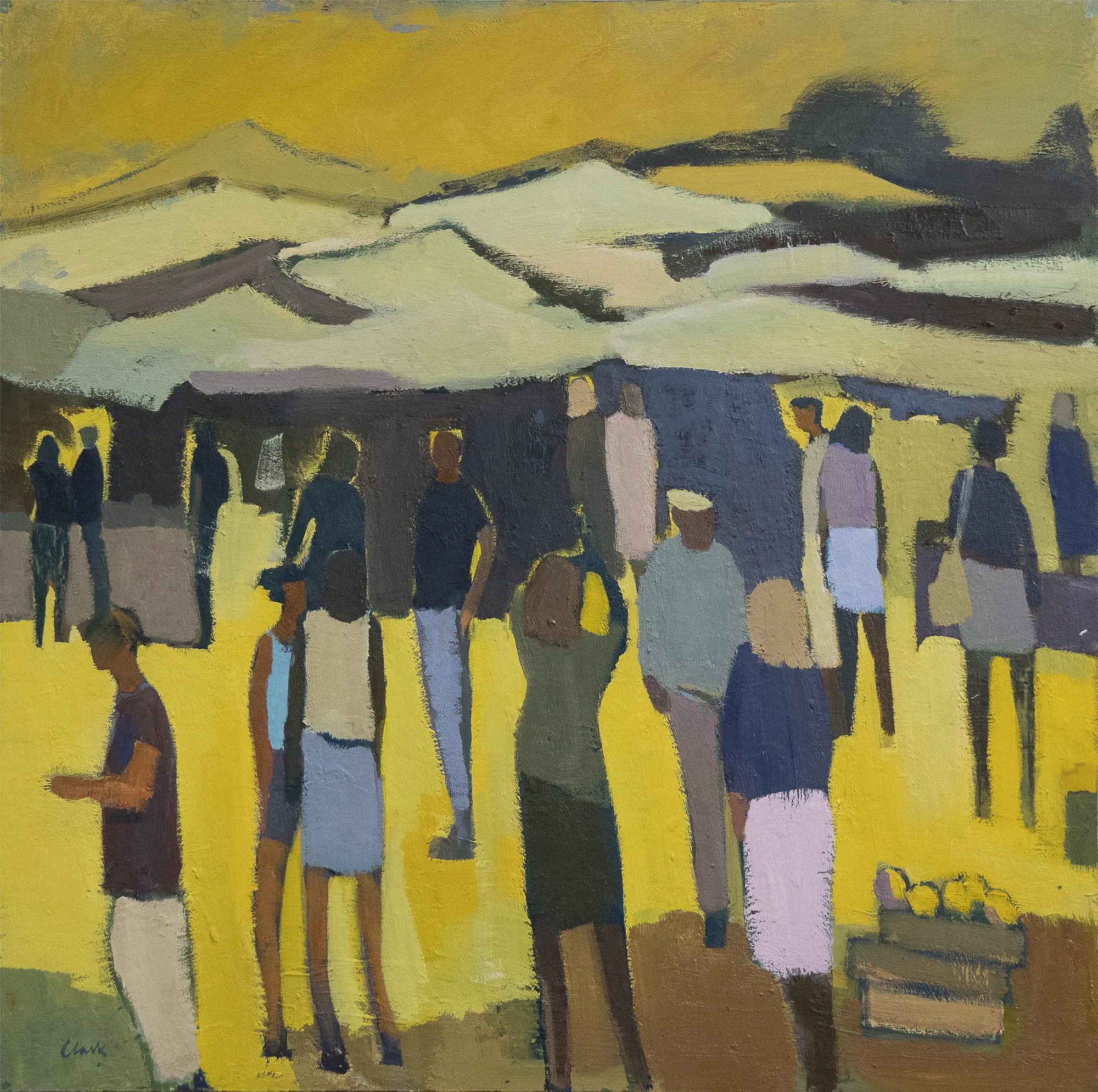 Michael G Clark, RGI RSW PAI, Conversations at a French Market