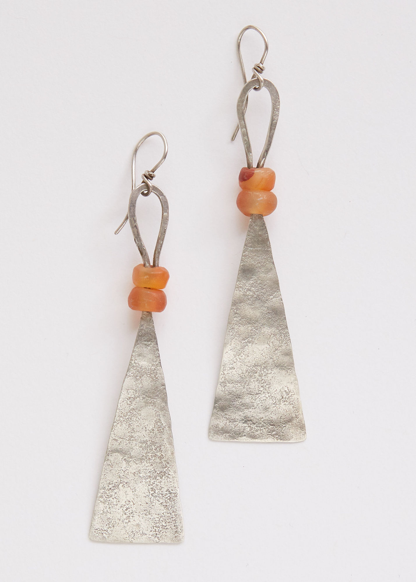 Breon O'Casey, Silver and carnelian earrings