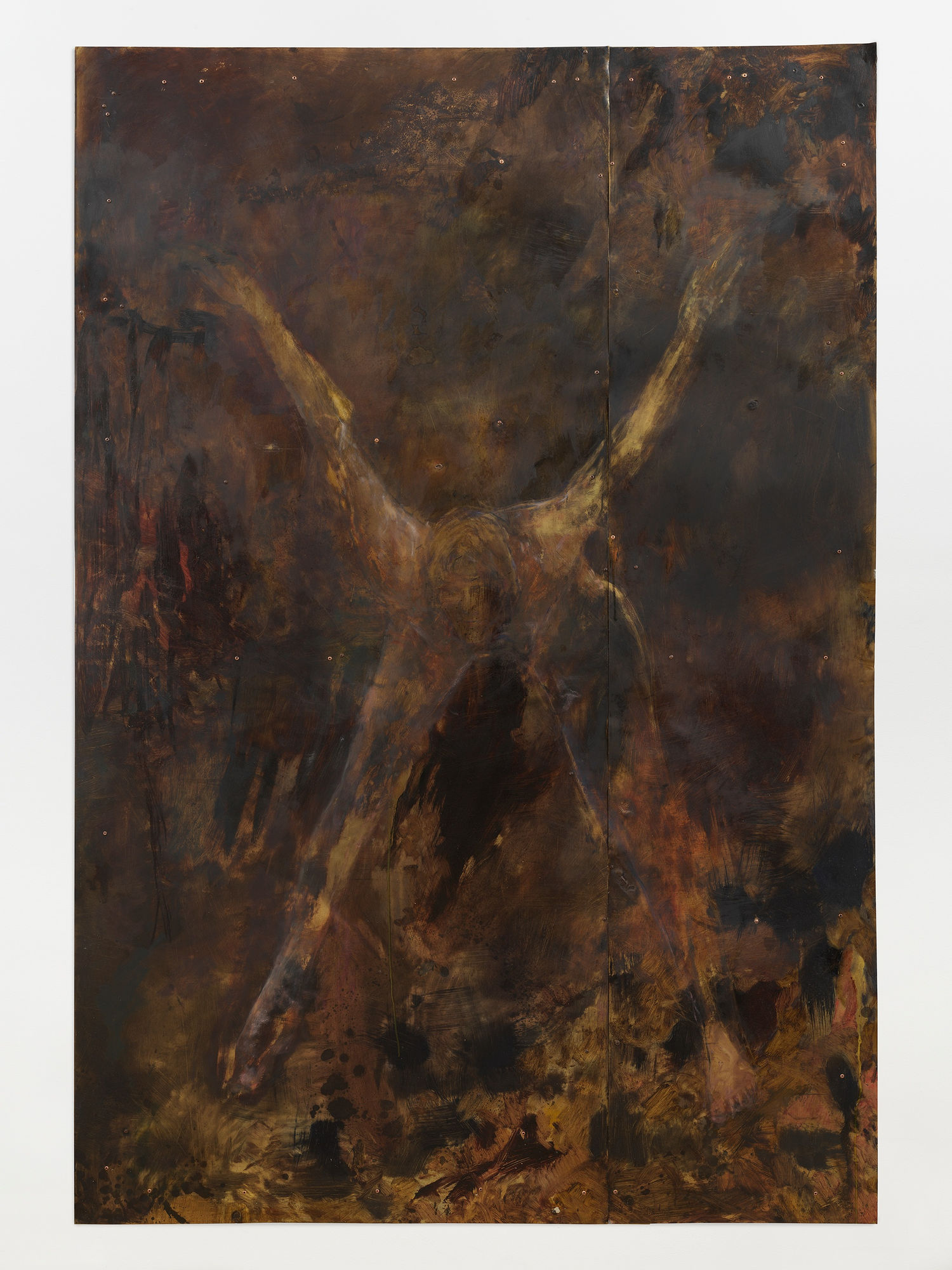 Willa Wasserman, Making the shape of the letter x or 'no' with my body reflected in this northwest facing mirror version three, 2023