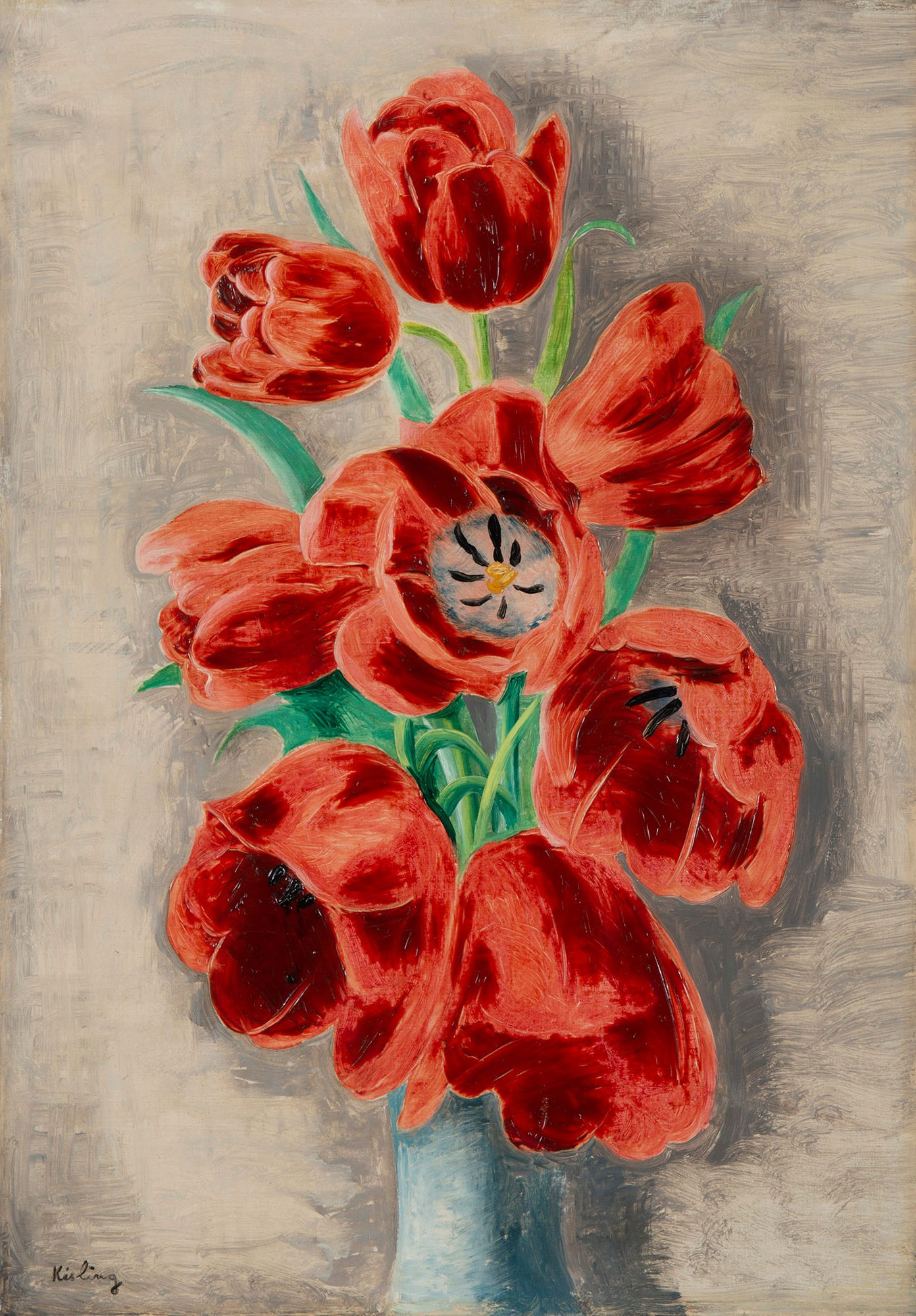 MOÏSE KISLING, Tulipes sur Fond Nacré, circa 1928