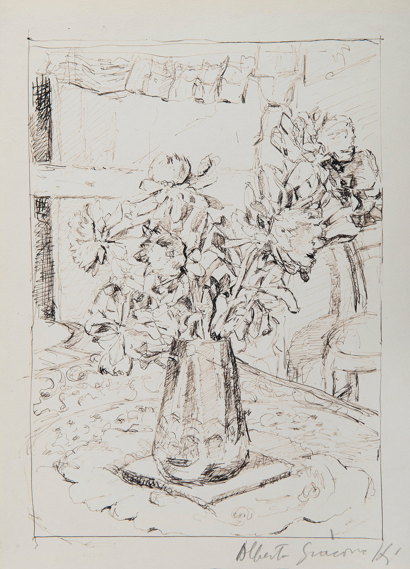 ALBERTO GIACOMETTI, Vase avec fleurs, circa 1918-1920