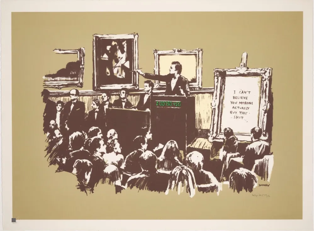 Banksy, Morons (Sepia), 2007