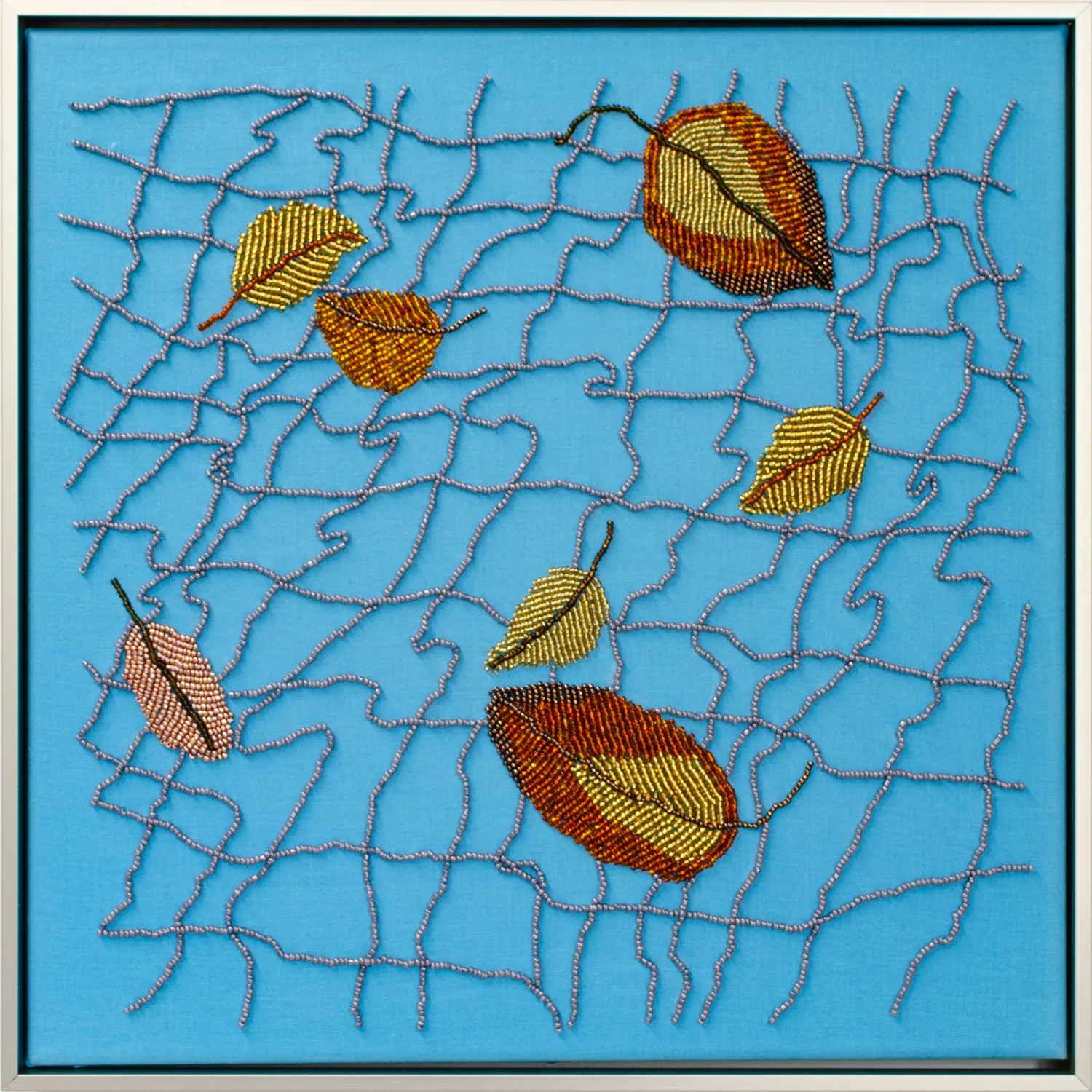 Erica van Zon , Autumn leaves on pool , 2022