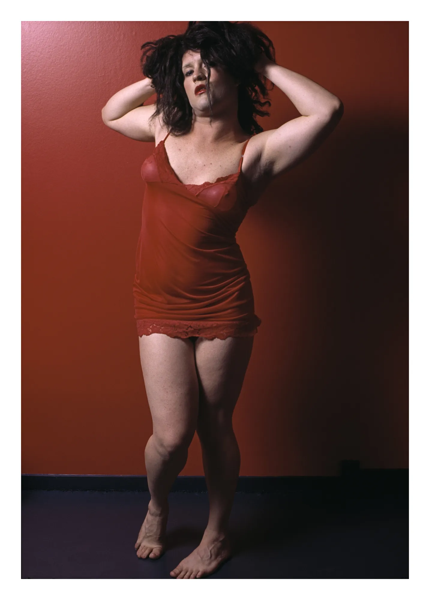 Ann Shelton, Booby Tuesday in the red petticoat at home in Ponsonby (A collaboration with Stefan Knight), 1997-2016