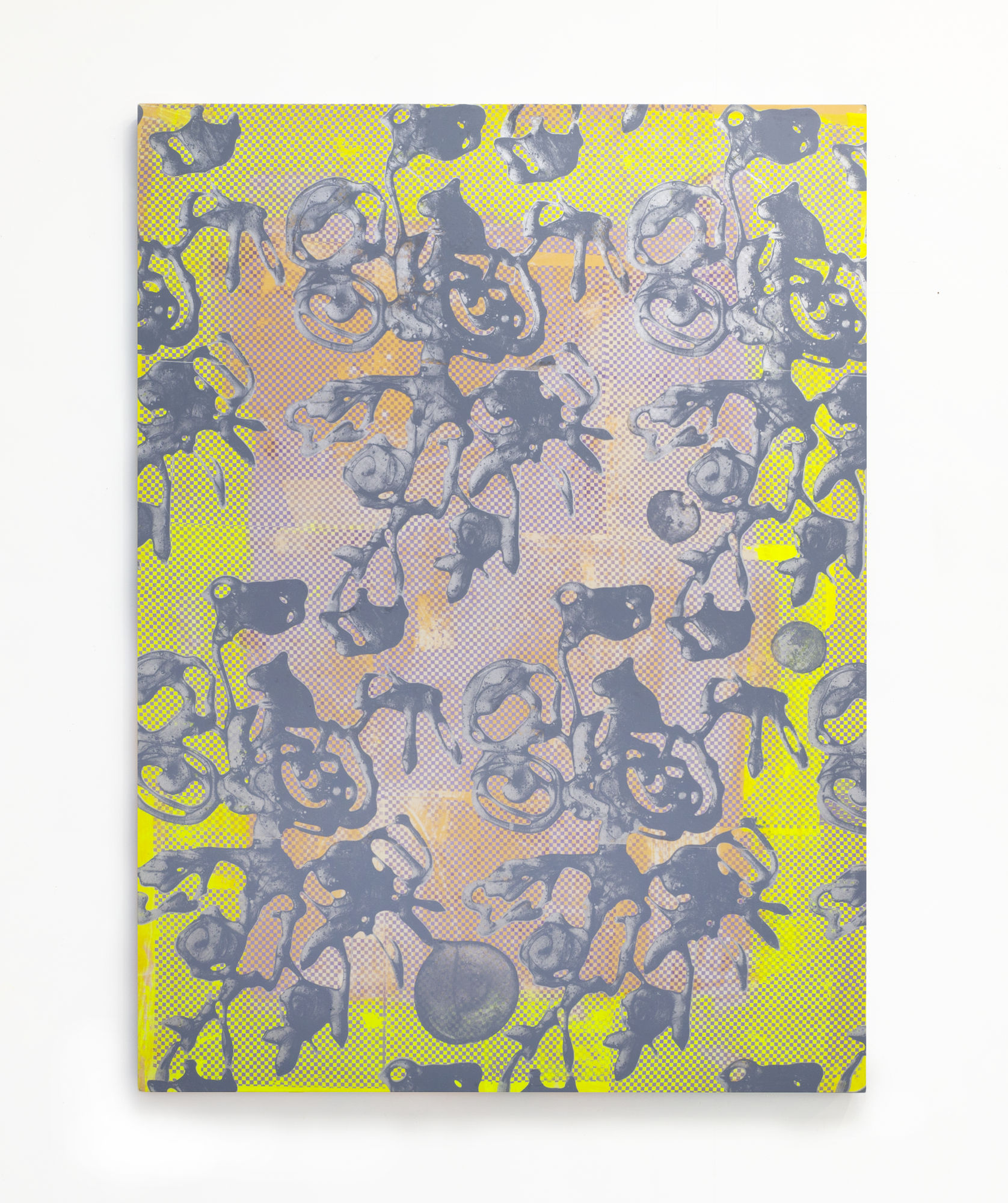 Pauline d'Andigné, Silver roses on bright yellow, 2025