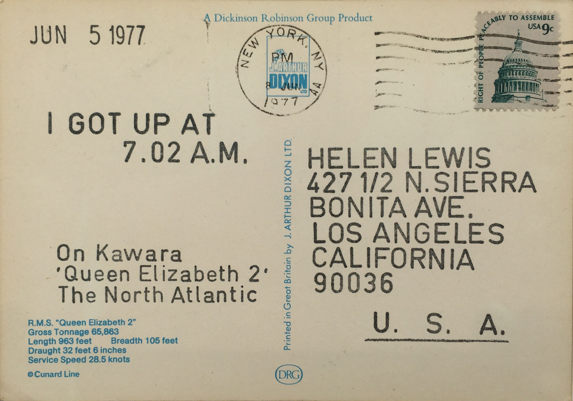 On Kawara, I Got Up at 7.02 A.M., Jun 5 1977, 1977