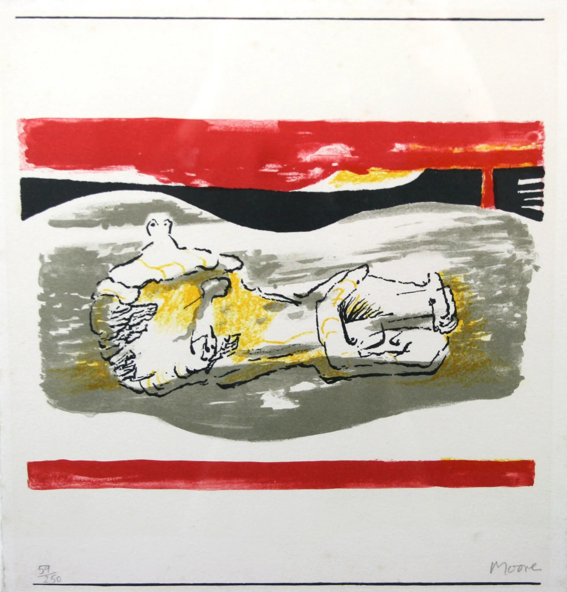 Henry Moore, Reclining Figure with Red Stripe, 1973