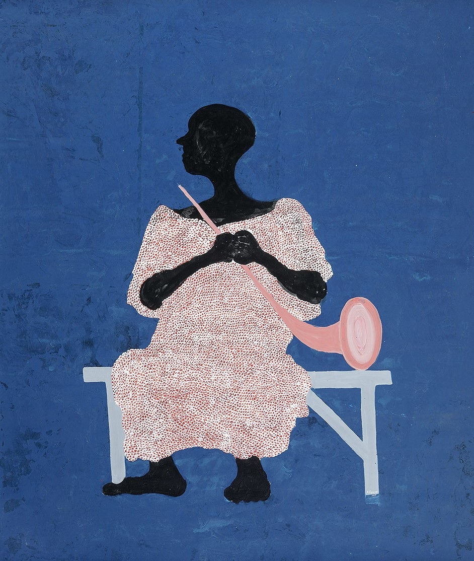 Amadou Sanogo Il faut qu'elle me parle Acrylique sur toile 190 x 160 cm 74,8 x 62, 9 in