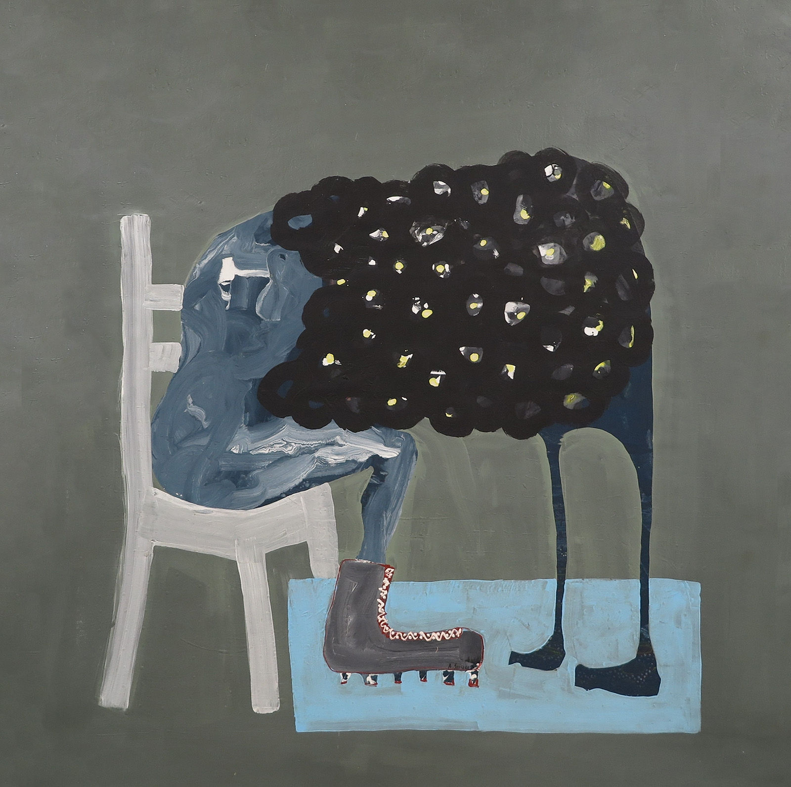 Amadou Sanogo Bouffé par l'orgueil Acrylique sur toile 158 x 162 cm 66.1 x 67.7 in