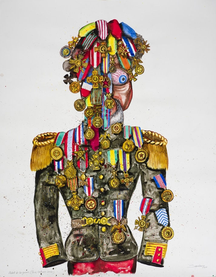 Steve Bandoma Nobel de la guerre Encre sur papier 140 x 110 cm 55 x 43.3 inches