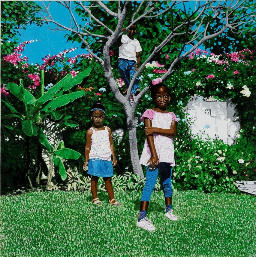 Vincent Michéa Jardin 3 Acrylique sur papier marouflé sur bois 63 x 63 cm 25 x 25 in