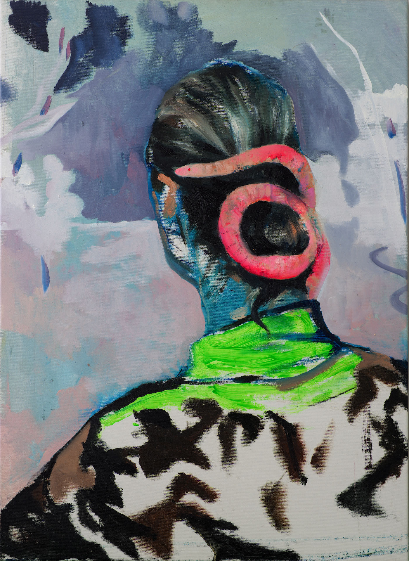 Mathias Bar, Woman with Snake in Green Shirt, 2021