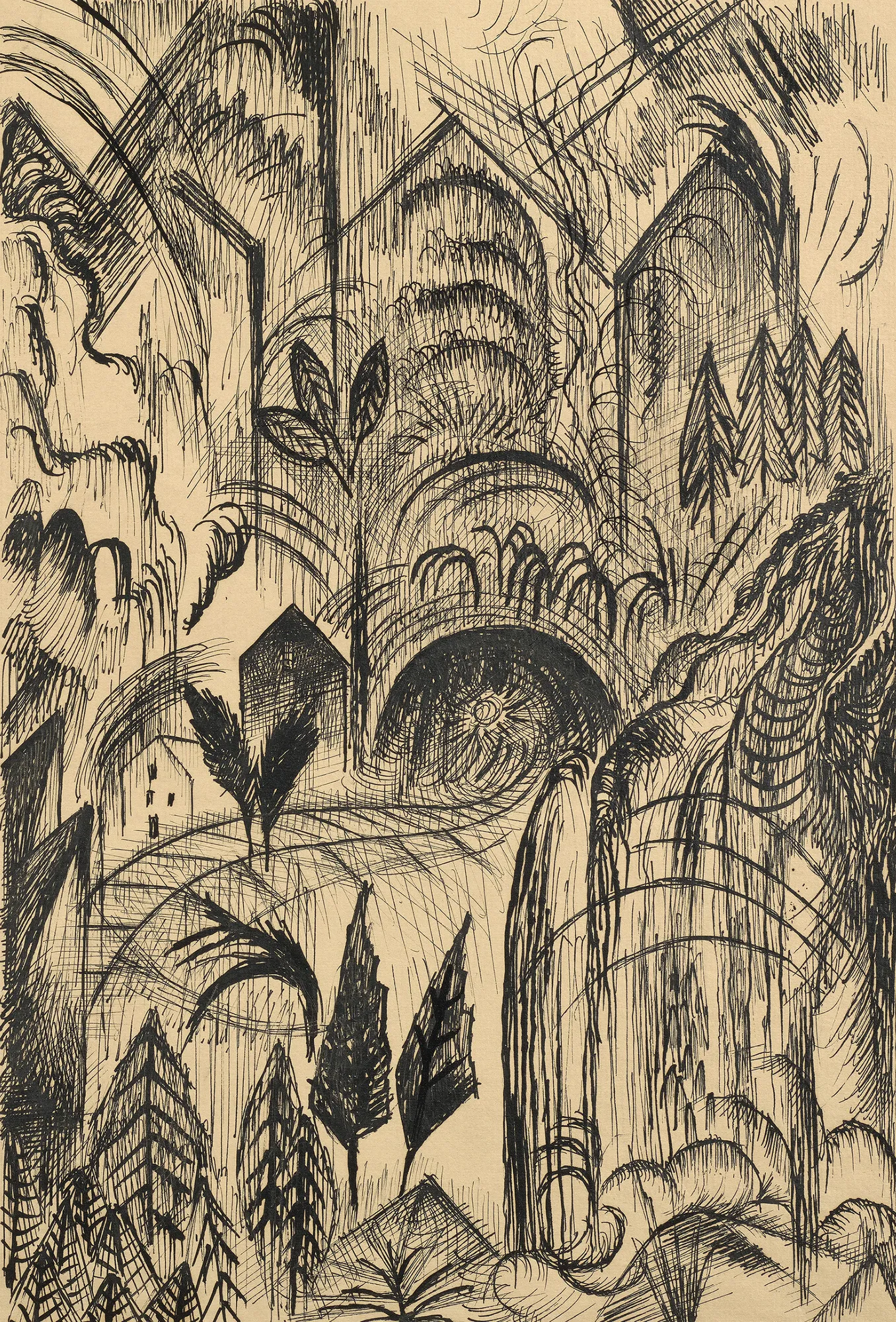Albert Bloch, Nach einem Eigenen Gemälden (Mountain Tunnel), 1916