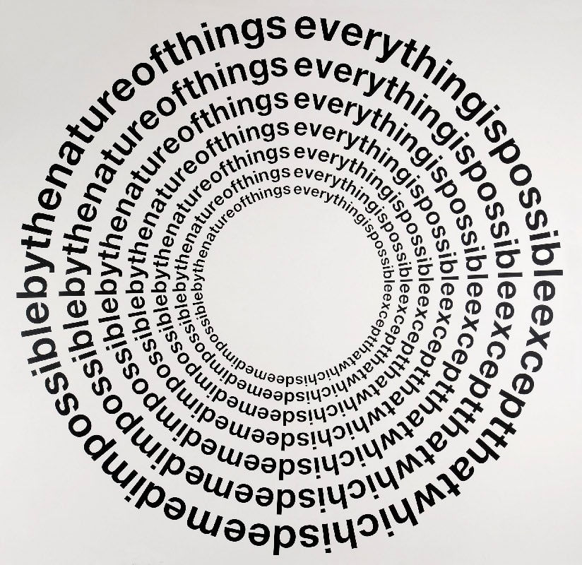 Liam Gillick A monument to democracy lettrage vinyle Diamètre: 260 cm Diameter : 260 cm