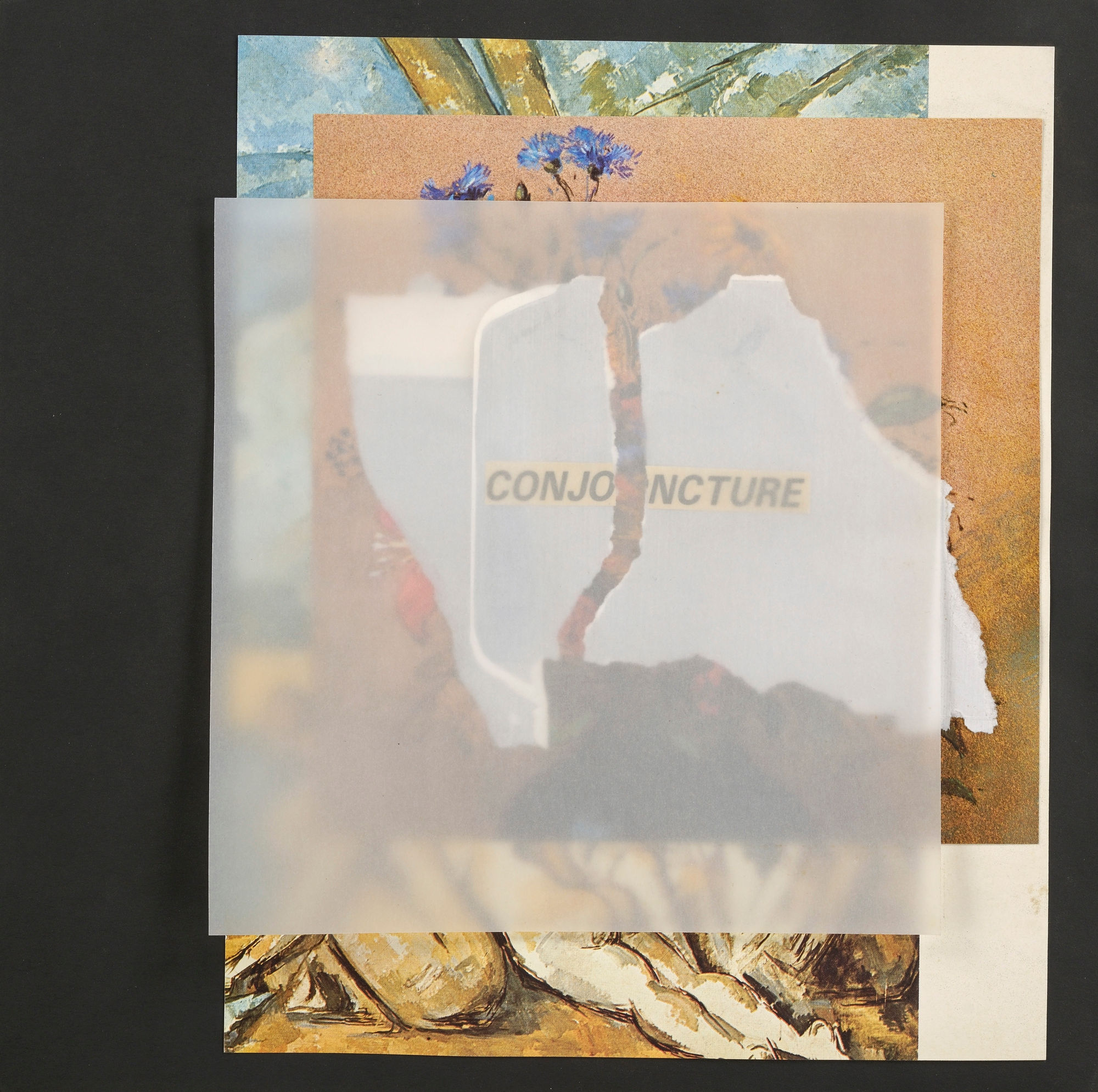 Gil Joseph Wolman conjoncture collage : Canson, page de magazine, papier calque, journal 30 x 30 cm 30 x 30 cm (available)