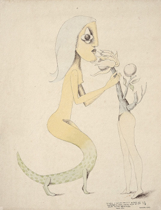 Victor Brauner Femme-Plante aquarelle et encre sur papier 30 x 24 cm (disponible) 30 x 24 cm (available)