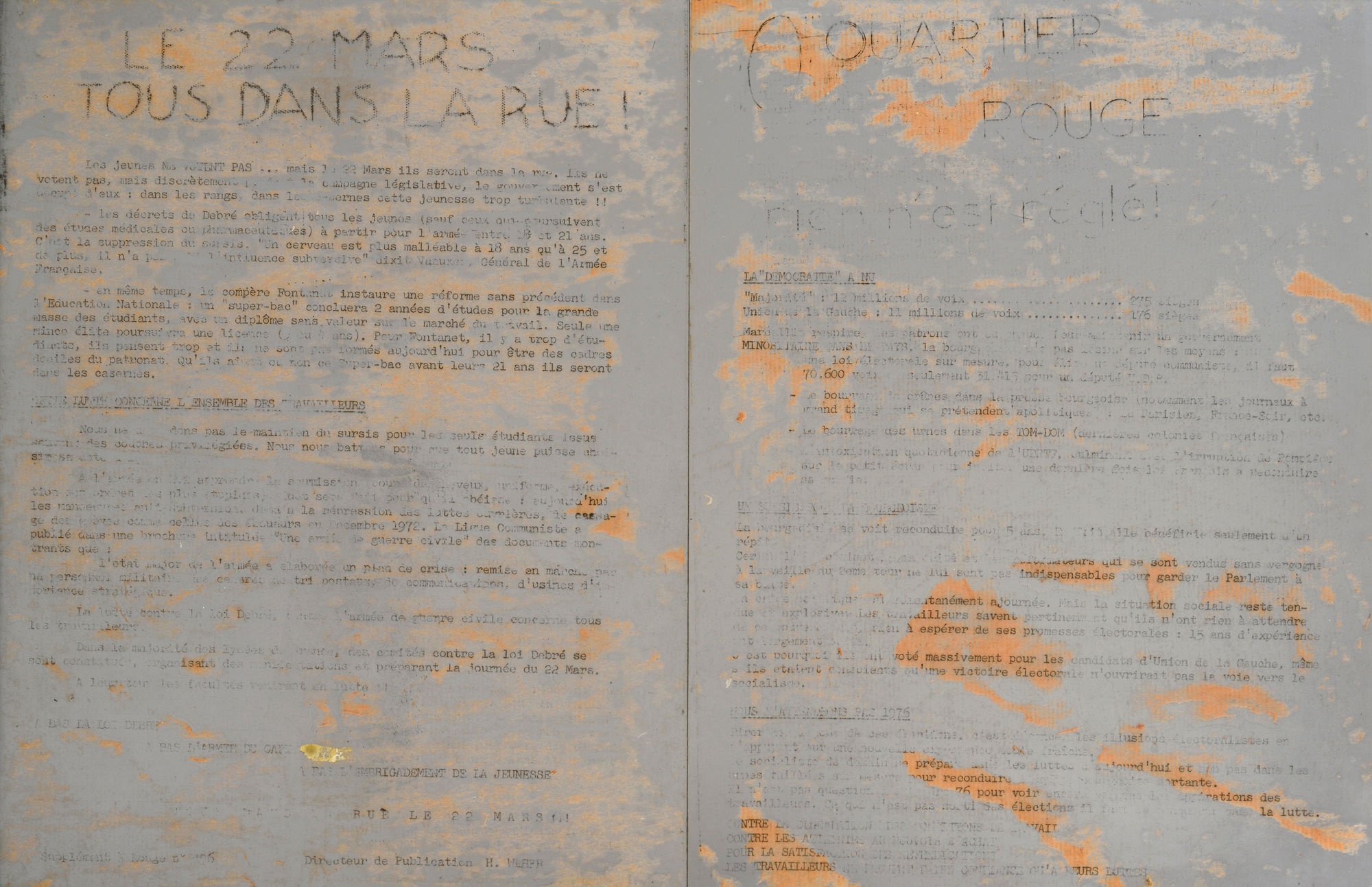 Gil Joseph Wolman le 22 mars tous dans la rue art scotch sur transparent 27 x 42 cm (disponible) 27 x 42 cm (available)