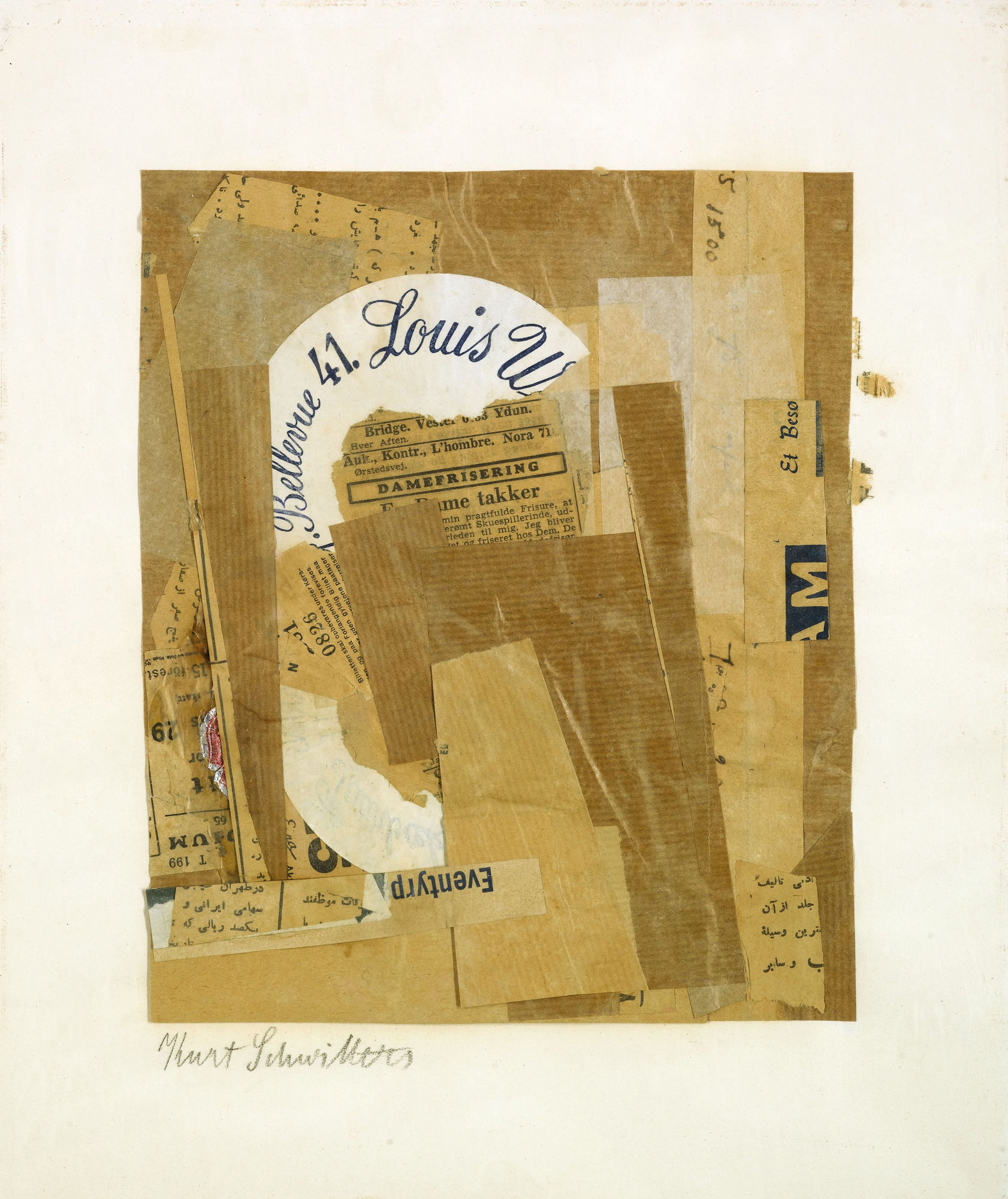 Kurt Schwitters Sans titre (Louis) collage de papiers sur carton 22 x 18,3 cm (collage)