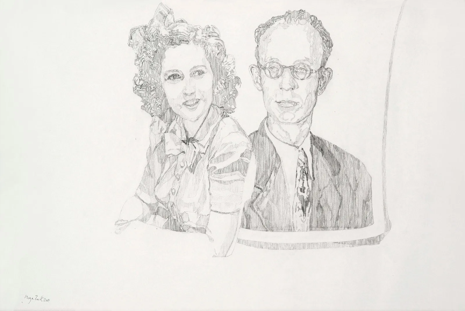 Maya Zack Couple mine de plomb sur papier 41 x 58,5 cm
