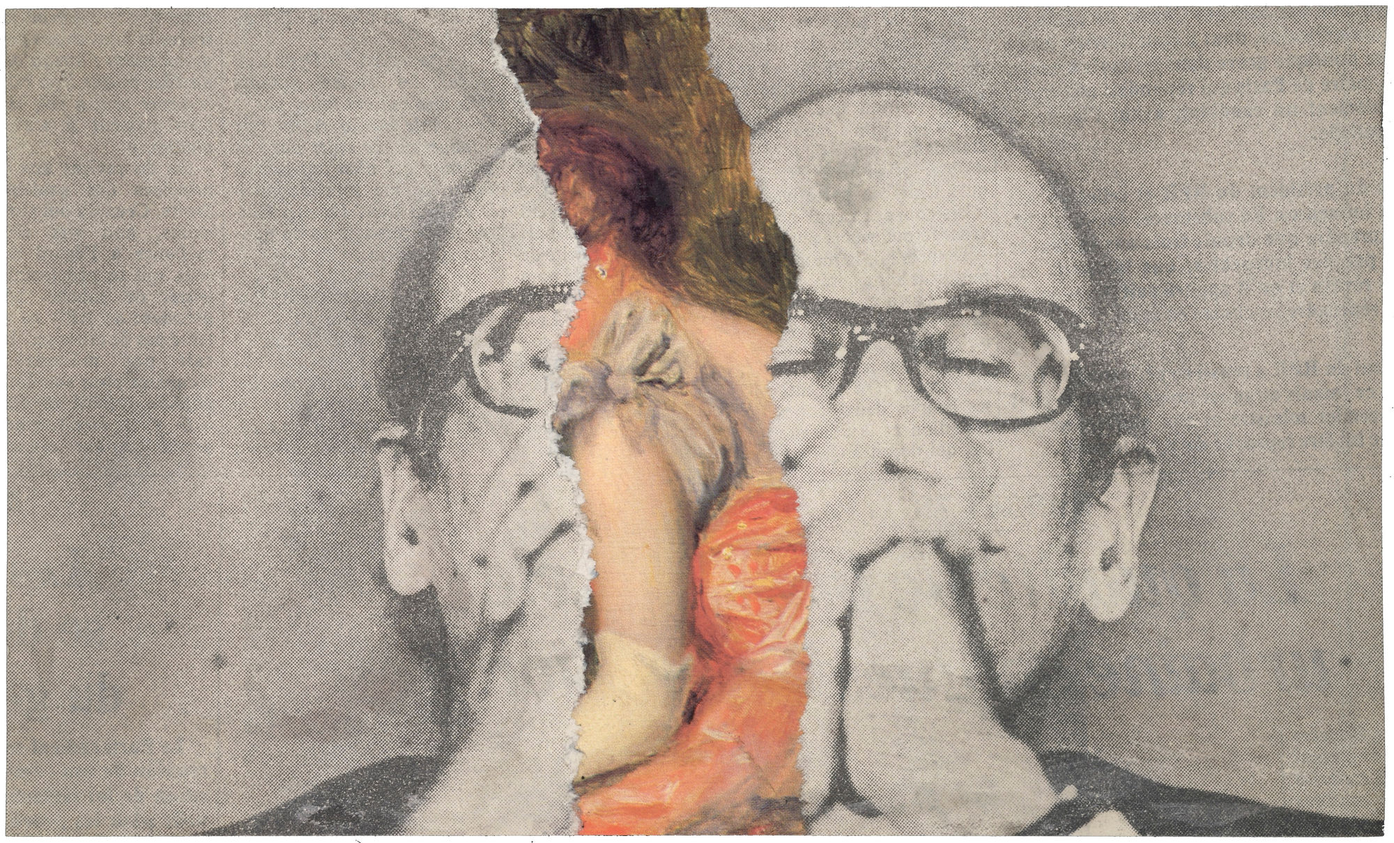 Gil Joseph Wolman Valéry Giscard d'Estaing collage papier 12,6 x 21 cm (disponible) 12,6 x 21 cm (available)