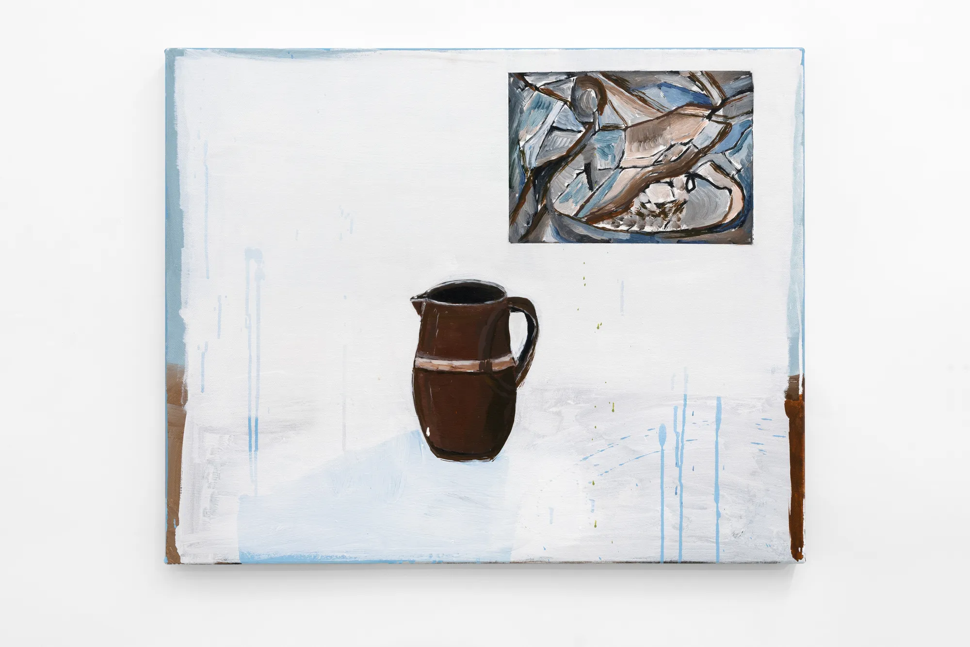 Sally Anderson, Olley’s jug with PP’s goat’s skull, bottle and candle, 2025