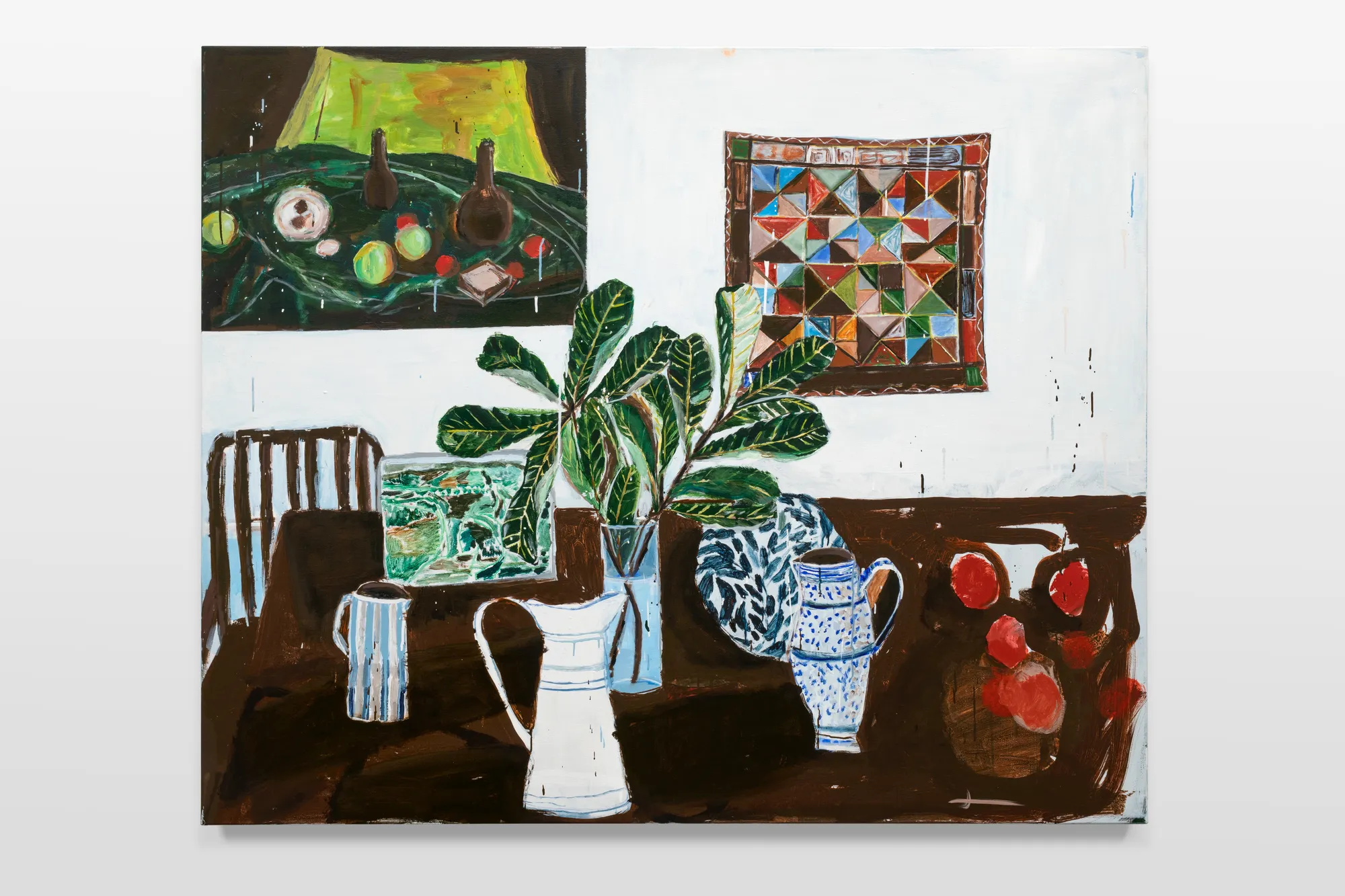 Sally Anderson, Olley’s green still life, iPad landscape, MO cushion, Augie’s highchair, placenta banksias, 2025