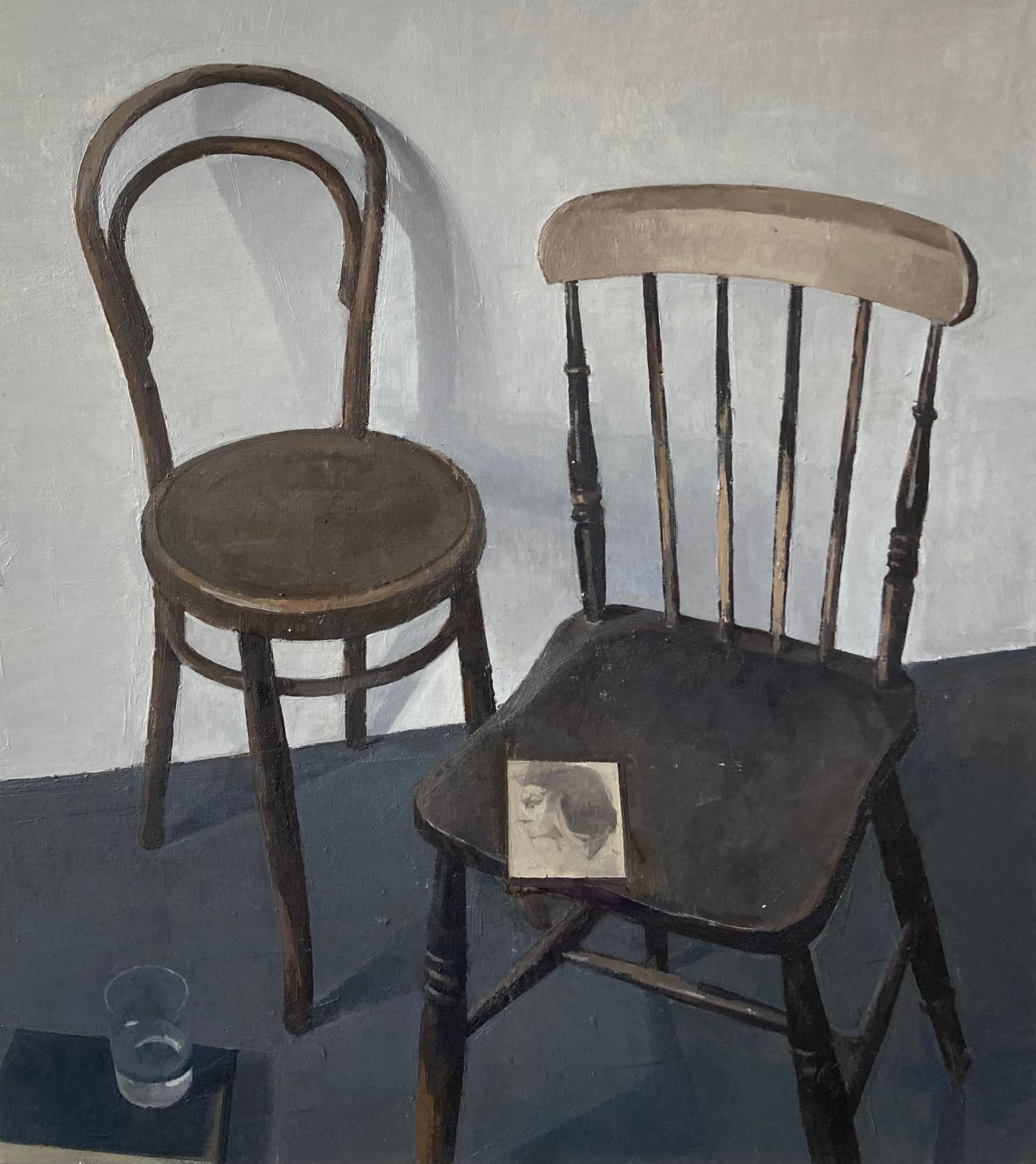 Jason Line, Two Chairs and a Michelangelo Postcard, 2023