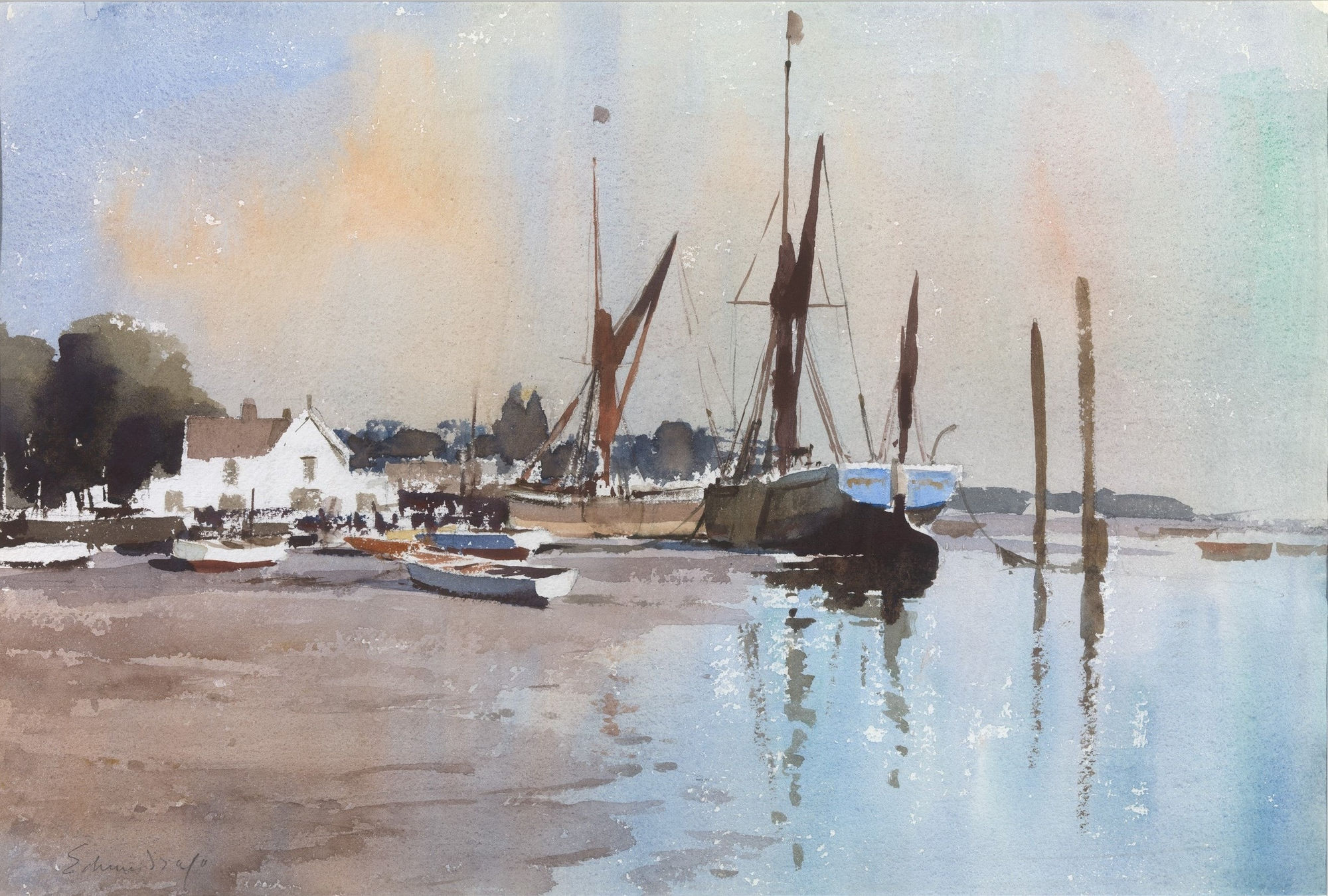 Edward Seago, Sprit-Sail Barges at Pin Mill