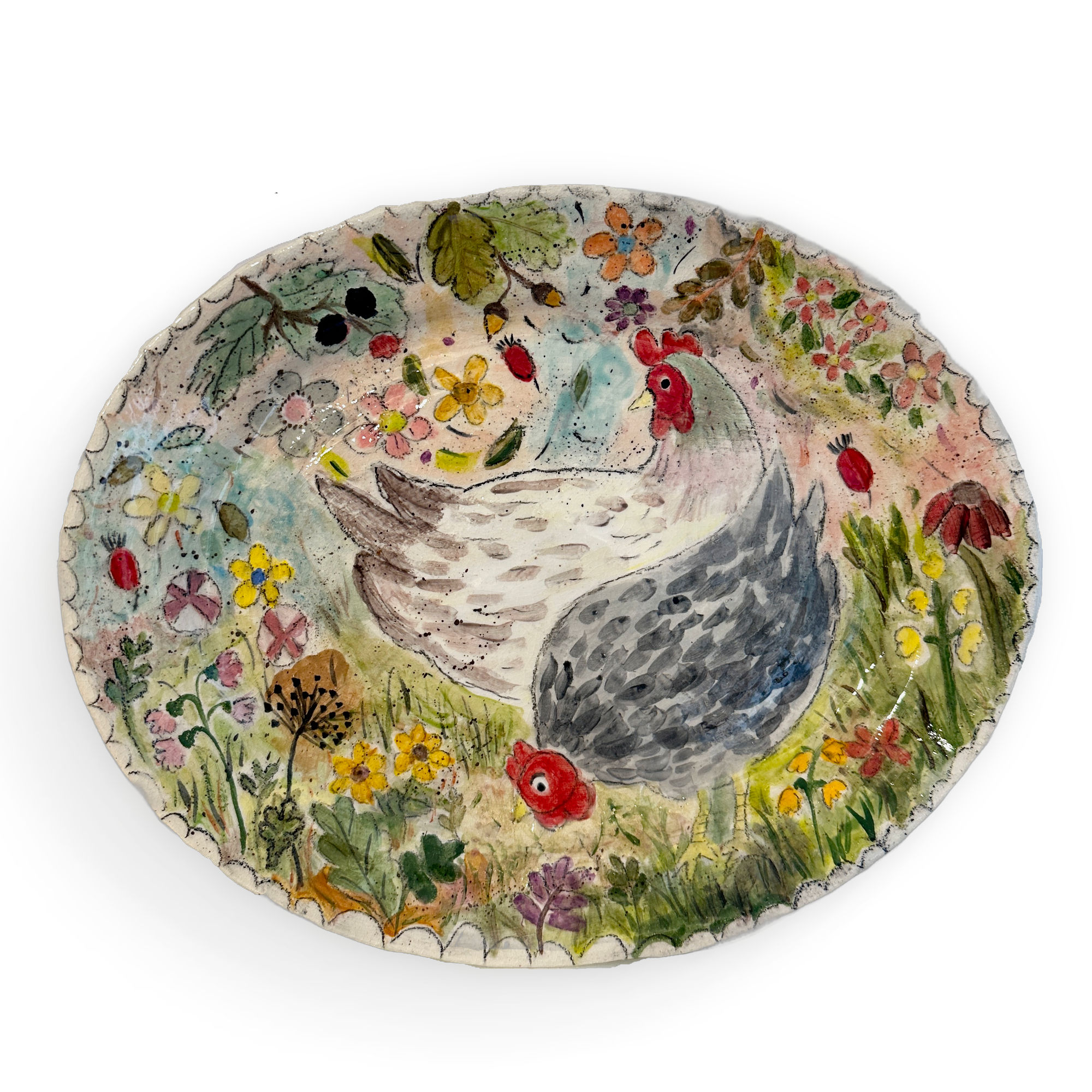 Amelia Tuttiett, Two Fat Hens Platter, 2025