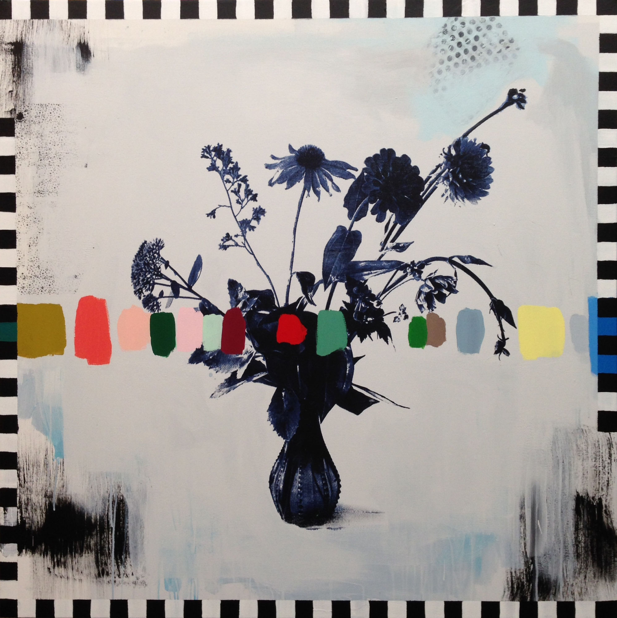 Emily Filler, Vintage Bouquet (with checkers), 2016