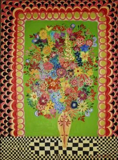 Hepzibah Swinford, Flowers on a Checked Table, 2011