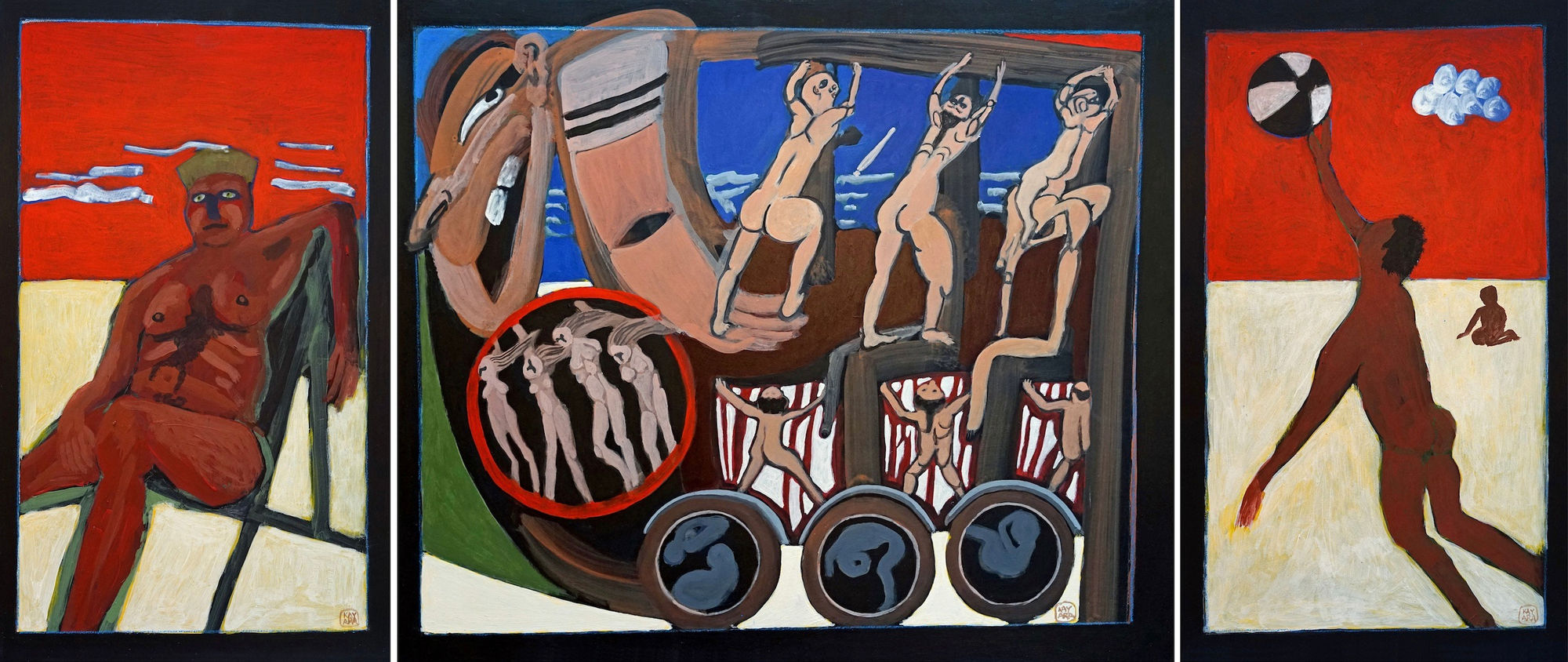 Kay Le Seelleur Ara, Beach Life (Triptych), 2024