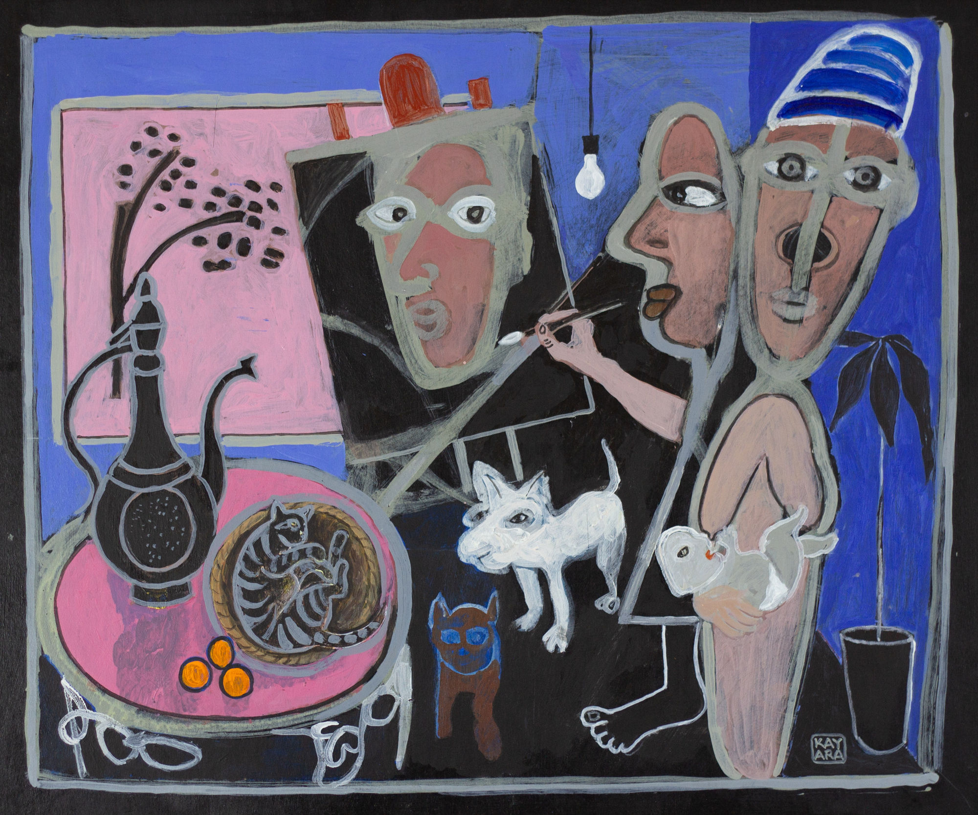 Kay Le Seelleur Ara, Self Portrait in a Crowded Studio, 2022