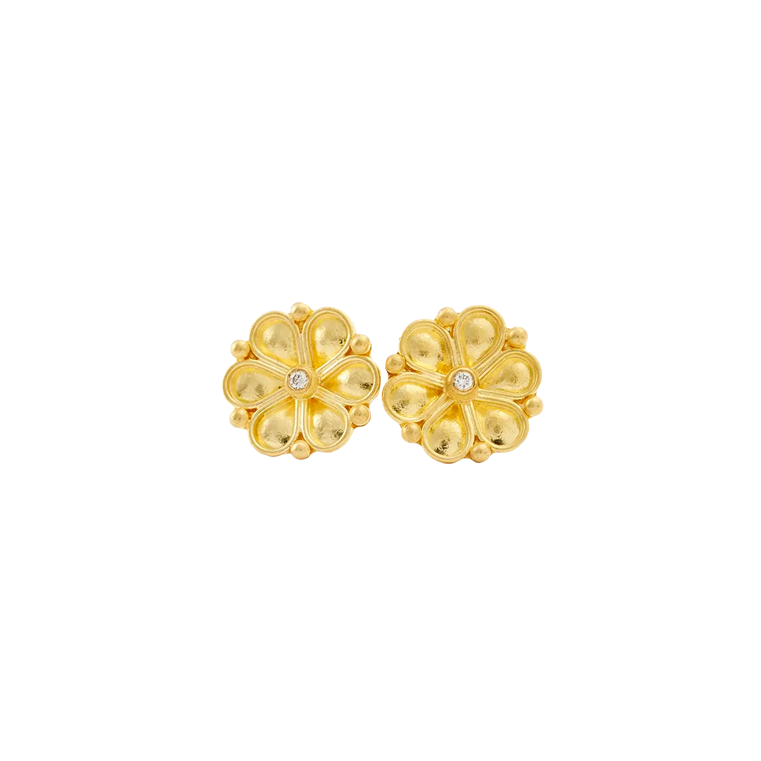 Nanci Modica, Medium Flower Studs with Diamonds