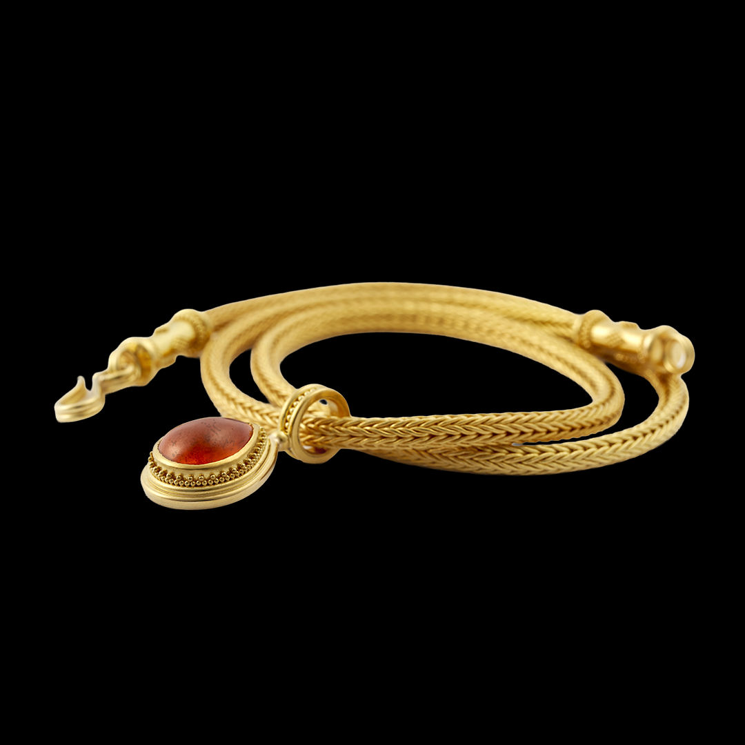 Nanci Modica, Orange Malaya Garnet Pendant with Granulation