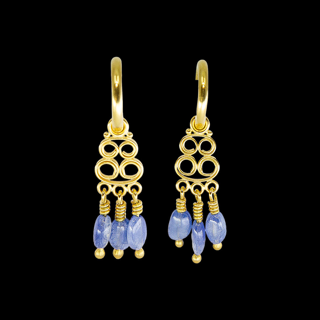 Nanci Modica, Scroll Drops with Sapphire Beads
