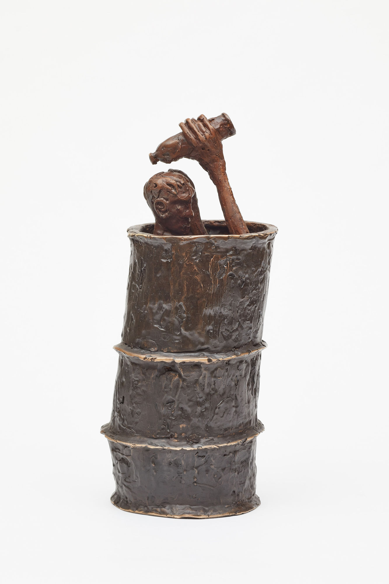 John Behan RHA, Refugee Washing in a Barrel