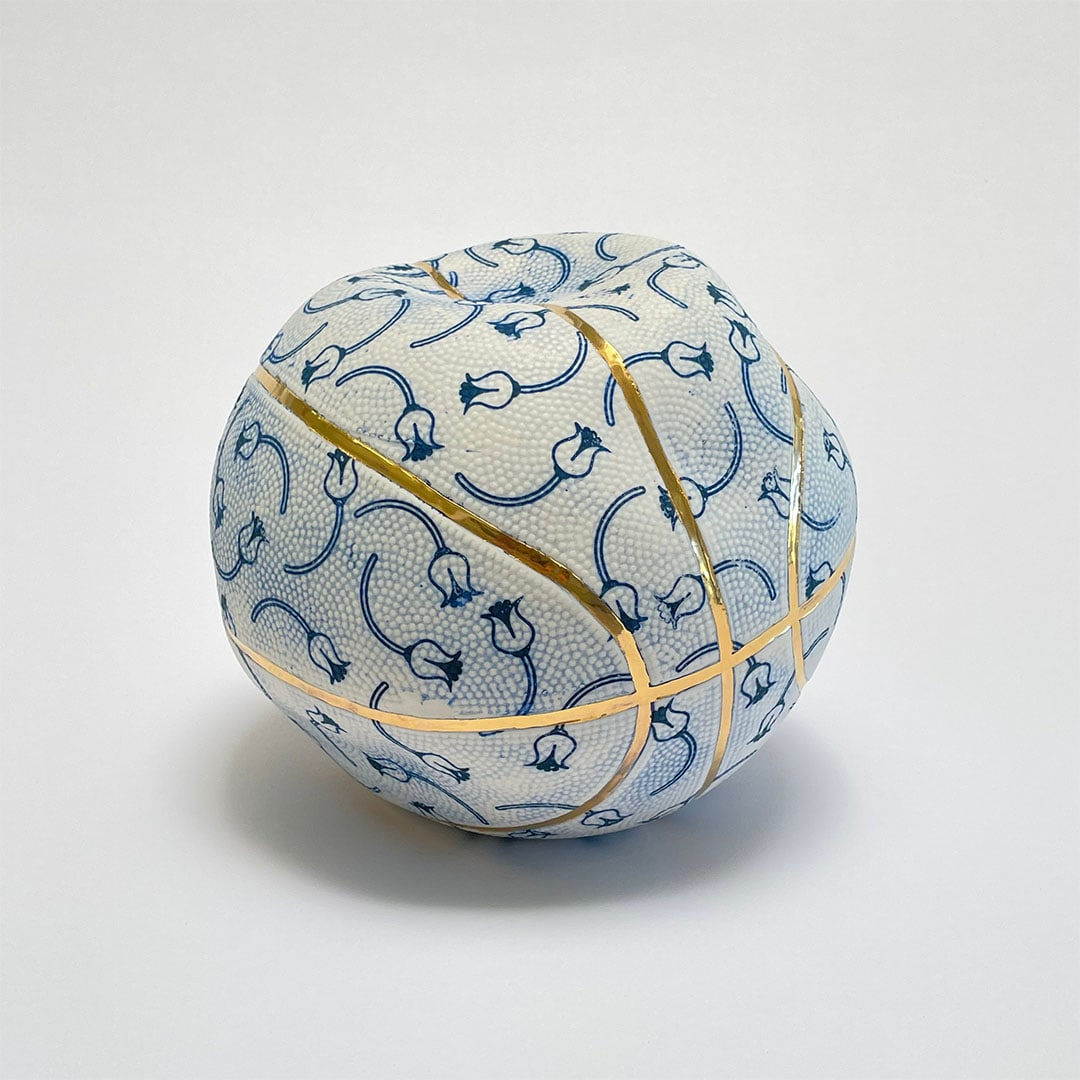 Brock DeBoer, Deflated Dusty Falling Tulip Basketball With Gold, 2024