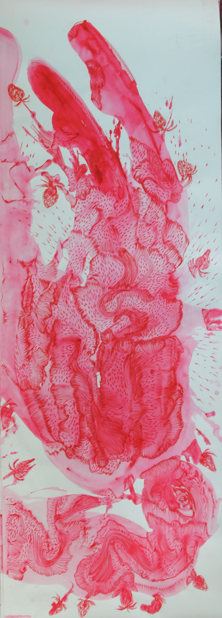 Alymamah Rashed, Me Red Will Grow a Strawberry Field #1, 2024