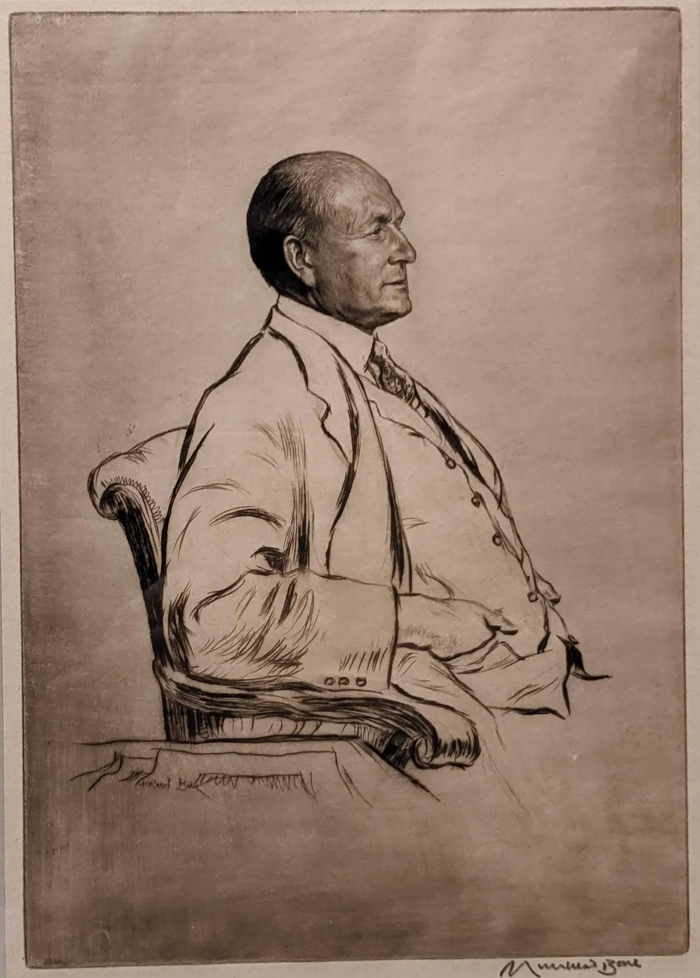 Sir Muirhead Bone HRSA HRWS, Portrait of Leonard Gow, 1927