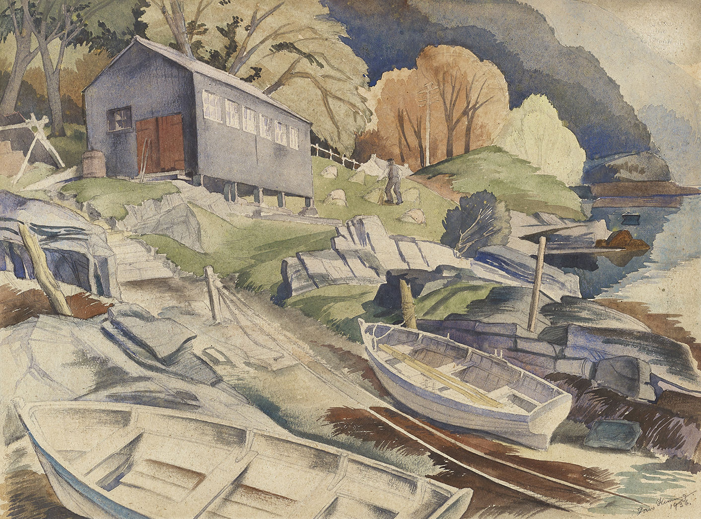 Ian Fleming RSA RSW, On Loch Long Side, 1936