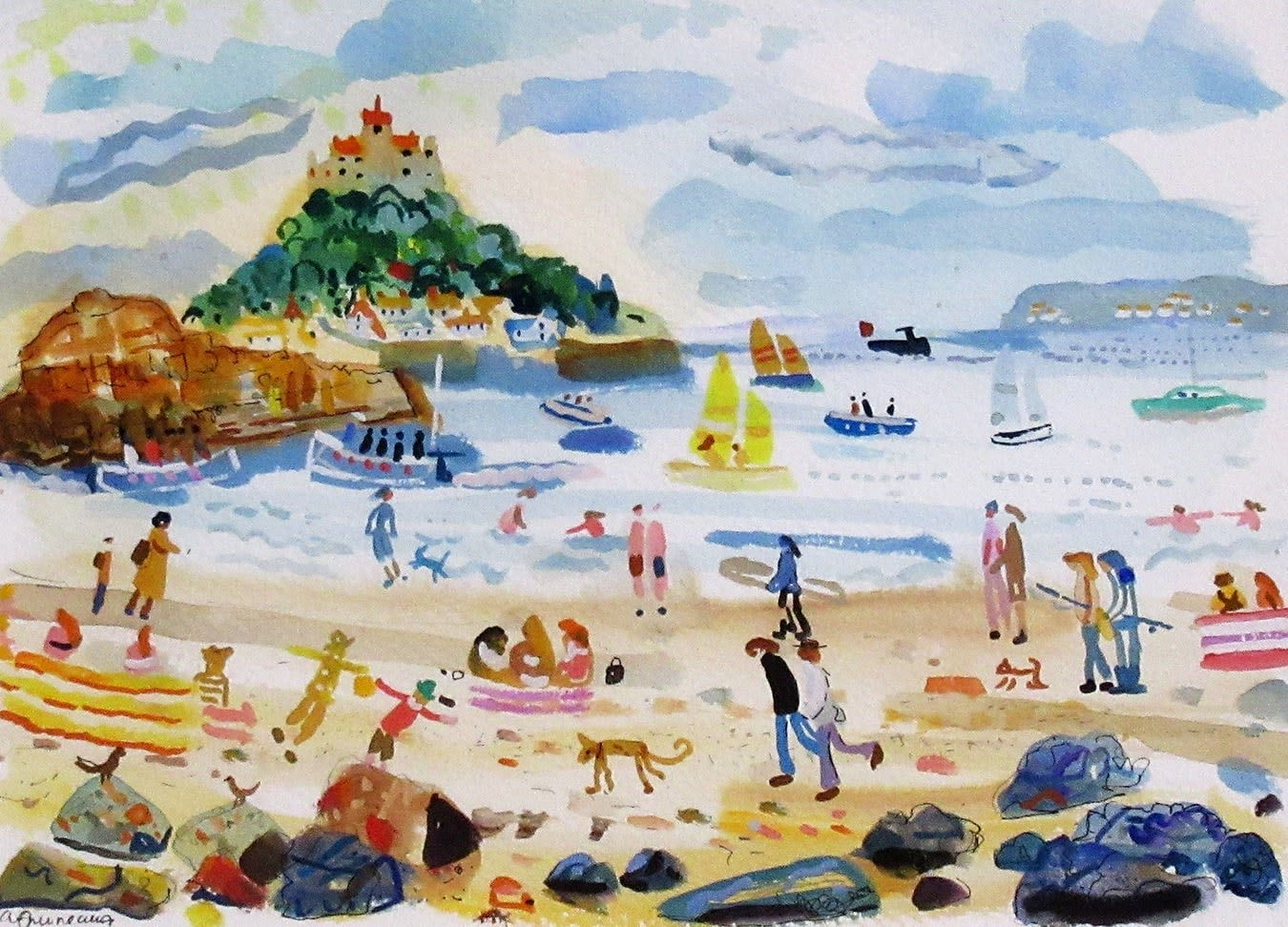 Alan Furneaux, Marazion Beach with St Michaels Mount, (Plein Air)