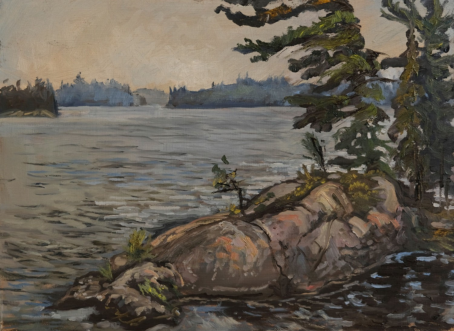 Chuck Beamish, Smokey Skies Temagami Lake, 2021