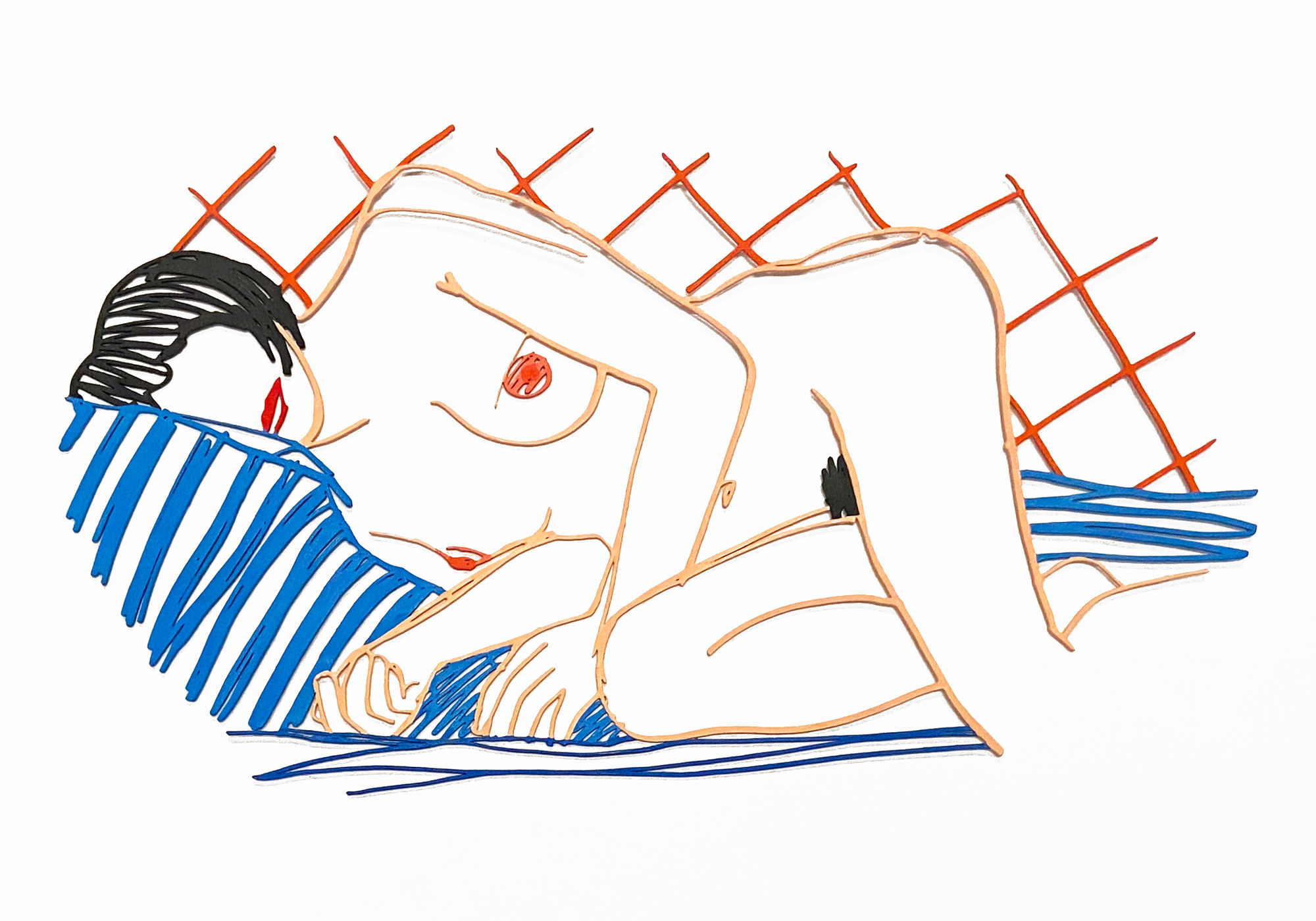 Tom Wesselmann, Monica Asleep on Blanket/ Steel drawing edition, 1985/2004