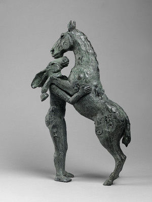 Sophie Ryder, Girl Hugging Horse, Maquette, 2015