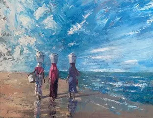 Patrick Gibbs, WALKING ALONG THE BEACH, GAMBIA, 2021