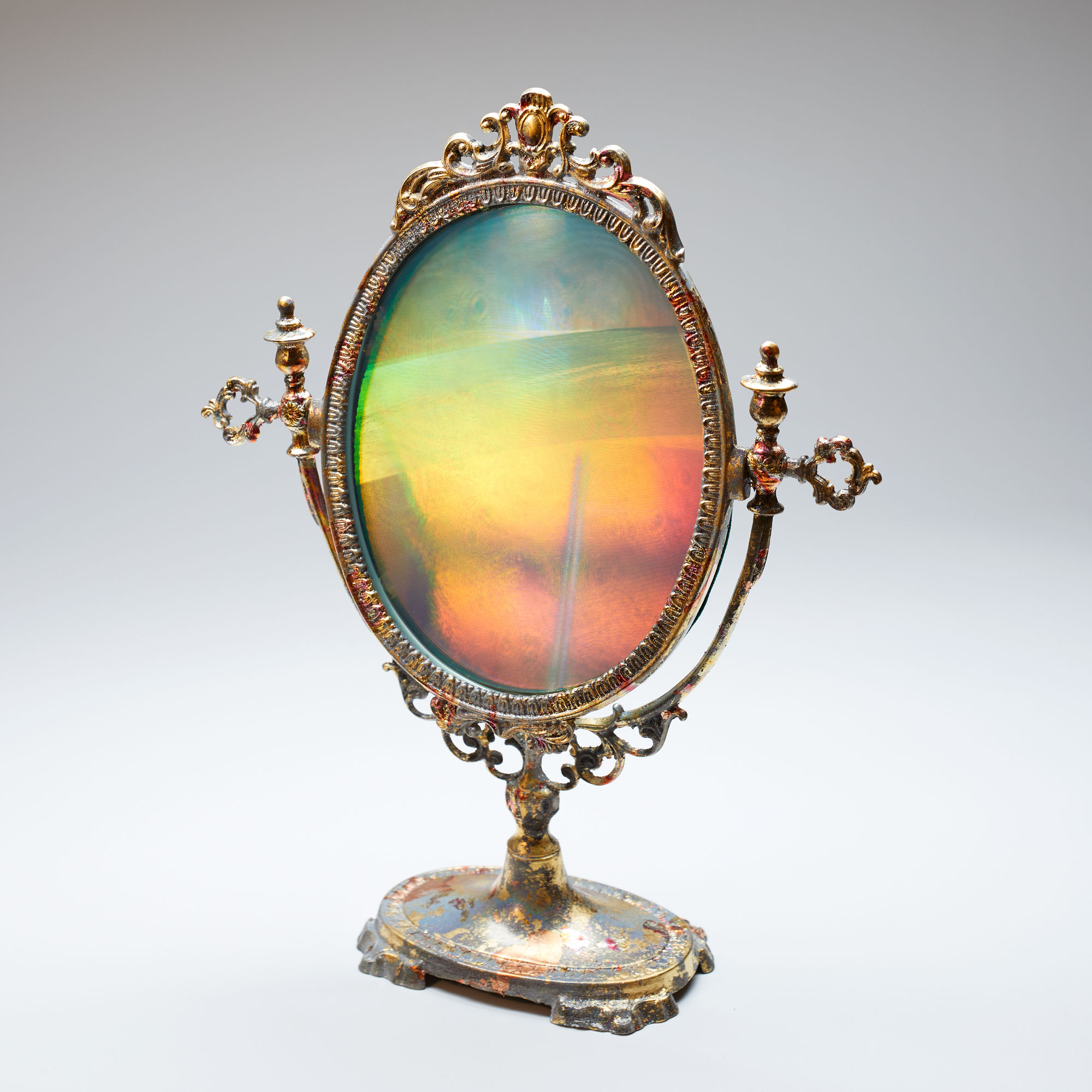 C Alex Clark, Setting for a Meta-Vanity Table: Trans-dimensional Looking Glass for Organic Honey, 2020