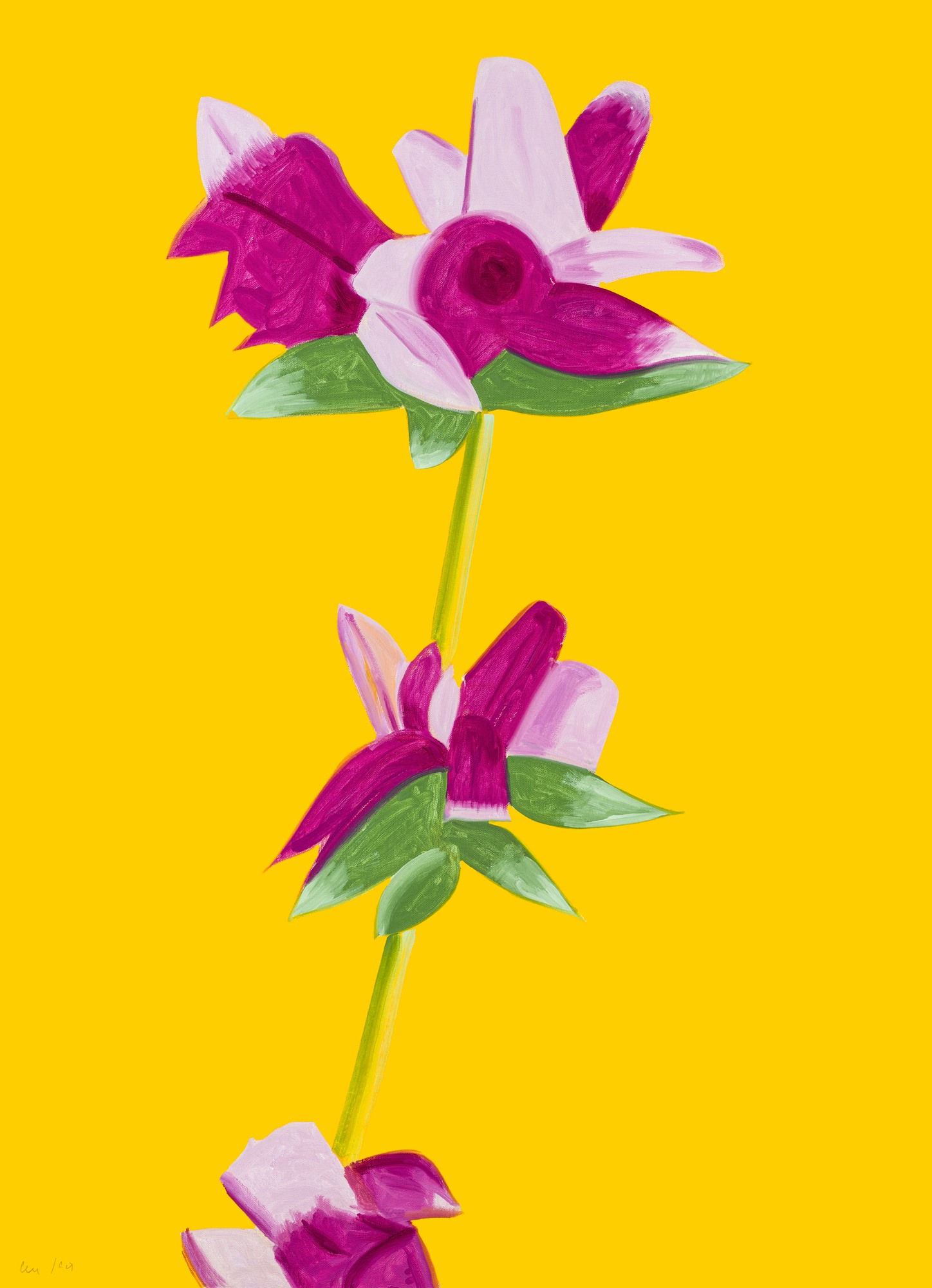 Alex Katz, Azaleas on Yellow , 2021