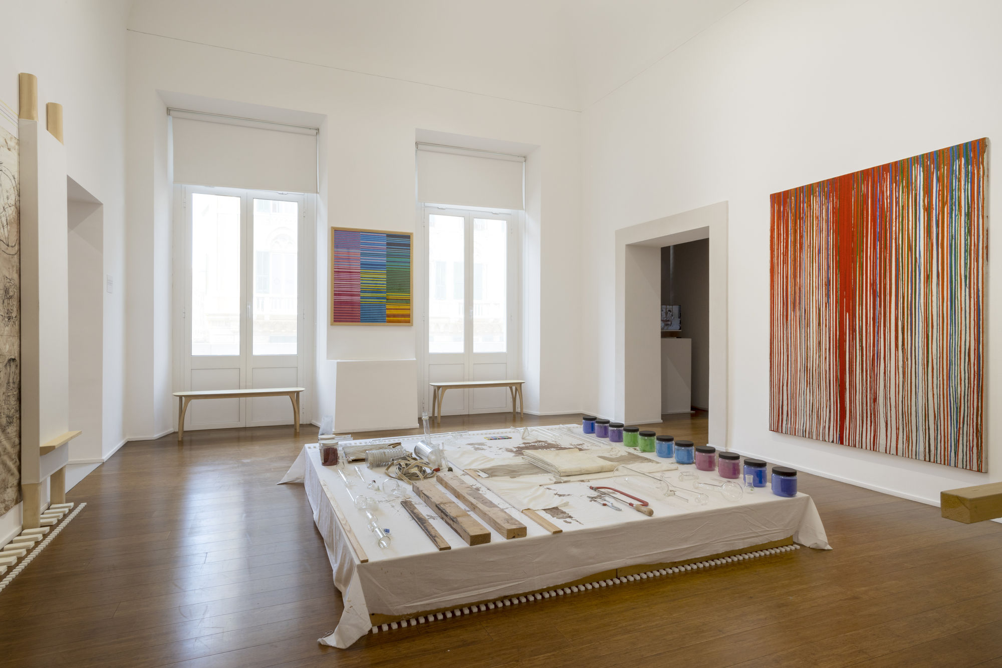 Hermann Nitsch. Cathartic Aversion. Paintings, actions, relics and musical Scores 1962-2020, ABC-ARTE, 2023, installation view. Courtesy ABC-ARTE, Genova-Milano, Fodazione Morra, Napoli